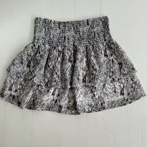 Pink Lily Snakeskin Mini Ruffle Skirt